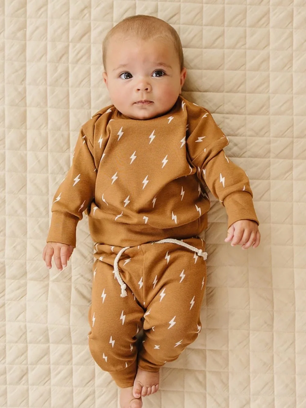 Little Panda Kids - Fall Lightning Bolt Matching Sweatshirt & Jogger Set